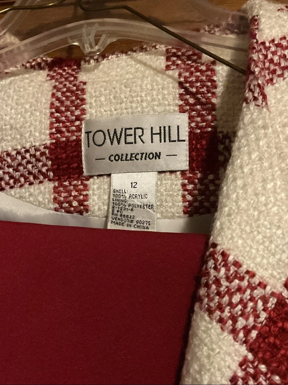Tower Hill Red & White Plaid Blazer Coat & Red Pants Set